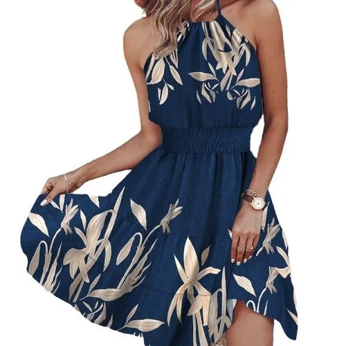 Women's Regular Dress Vacation Halter Neck Sleeveless Printing Knee-Length Holiday Beach