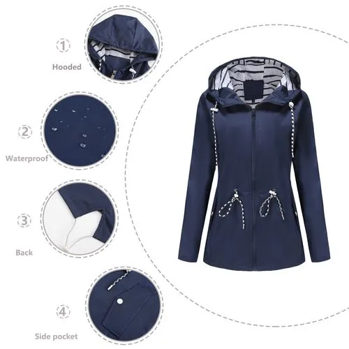 Women's Streetwear Solid Color Zipper Coat Raincoat Trench Coat