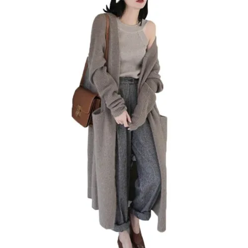 Women's Vacation Solid Color Pocket Coat Woolen Coat