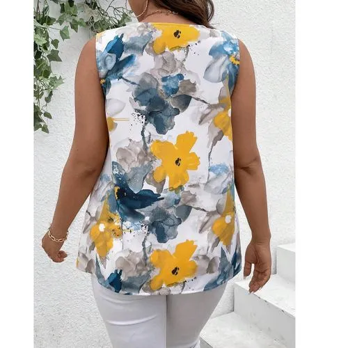 Women's Vest Sleeveless Tank Tops Elegant Flower