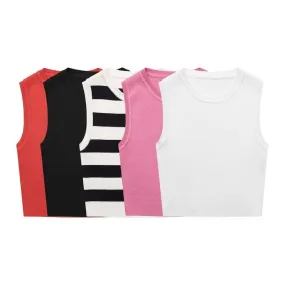 Women's Vest Tank Tops Casual Stripe Solid Color