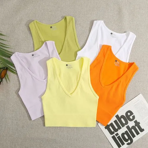 Women's Wrap Crop Top Tank Tops Vacation Solid Color