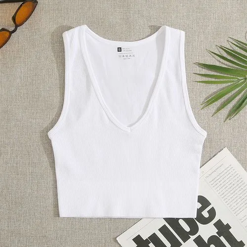 Women's Wrap Crop Top Tank Tops Vacation Solid Color