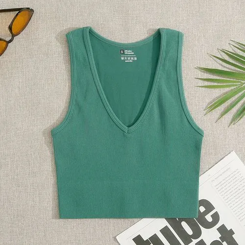 Women's Wrap Crop Top Tank Tops Vacation Solid Color