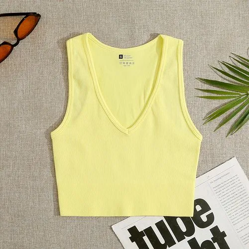 Women's Wrap Crop Top Tank Tops Vacation Solid Color