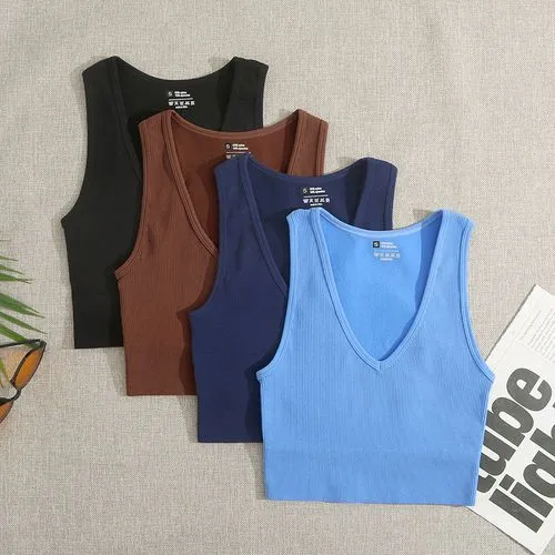 Women's Wrap Crop Top Tank Tops Vacation Solid Color