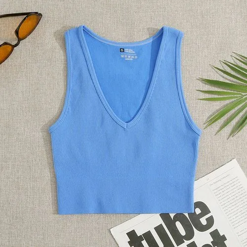 Women's Wrap Crop Top Tank Tops Vacation Solid Color