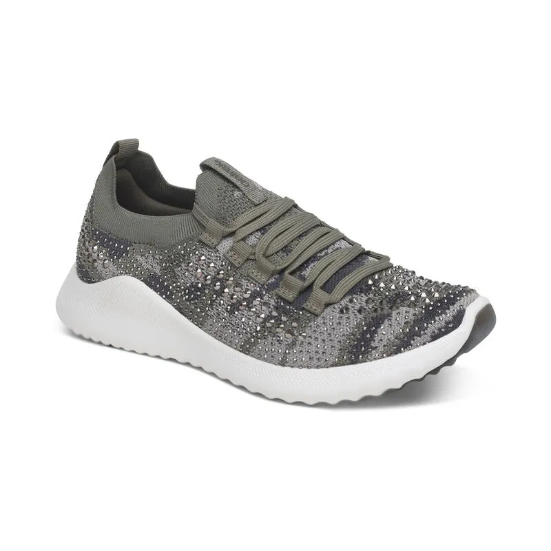 WOMEN'S AETREX CARLY SPARKLE SNEAKER | OLIVE