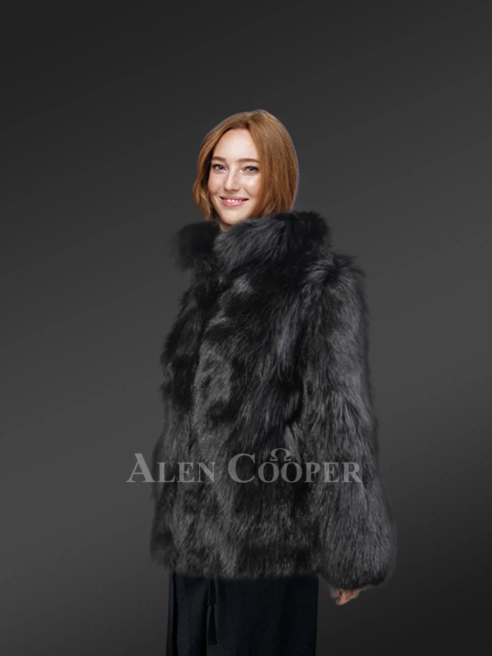 Womens Black Raccoon Coat