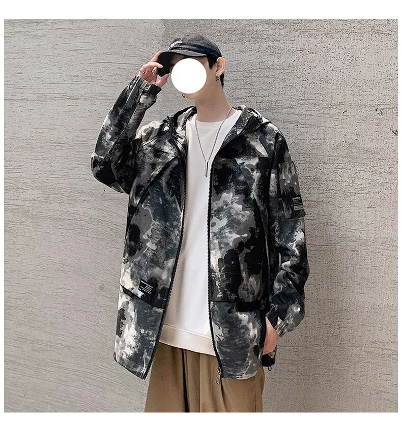 Xituodai Camouflage Military Jacket - Hip Hop Style, Loose Fit, Hooded, Slim Outwear - Cotton Harajuku Coat for Men