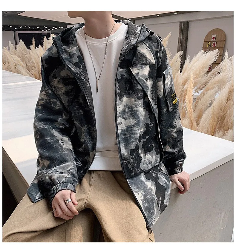 Xituodai Camouflage Military Jacket - Hip Hop Style, Loose Fit, Hooded, Slim Outwear - Cotton Harajuku Coat for Men