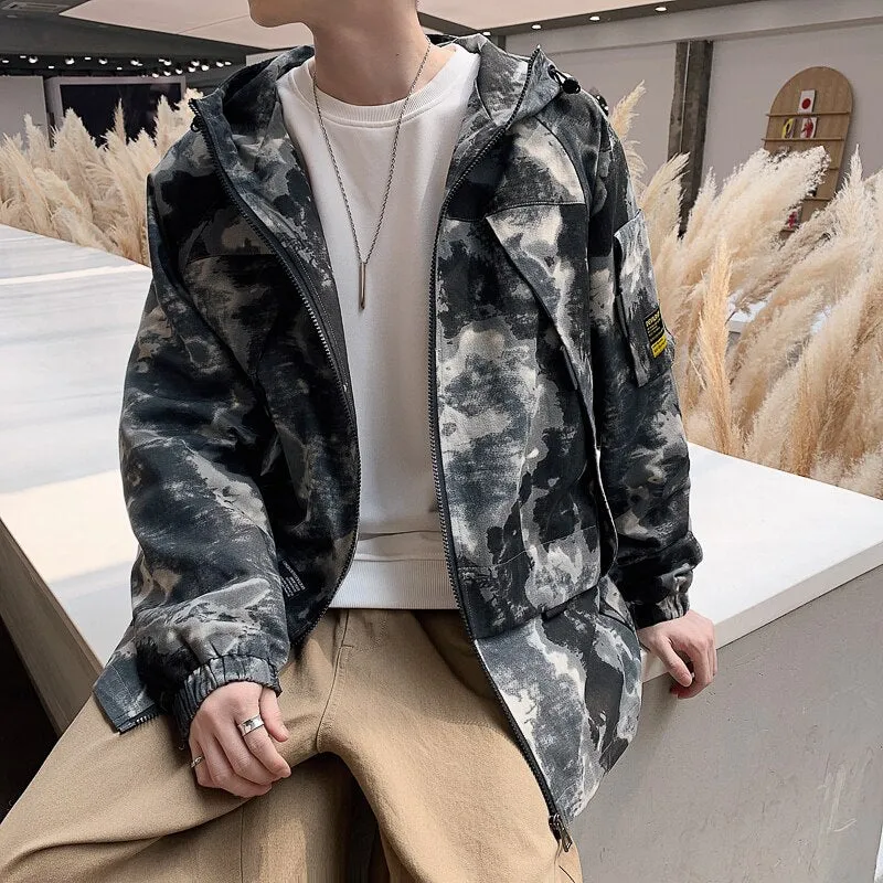 Xituodai Camouflage Military Jacket - Hip Hop Style, Loose Fit, Hooded, Slim Outwear - Cotton Harajuku Coat for Men