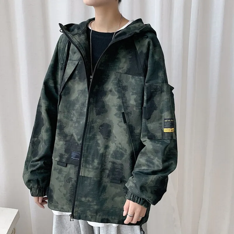 Xituodai Camouflage Military Jacket - Hip Hop Style, Loose Fit, Hooded, Slim Outwear - Cotton Harajuku Coat for Men